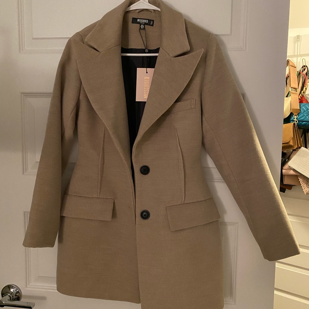 Camel double breasted coat